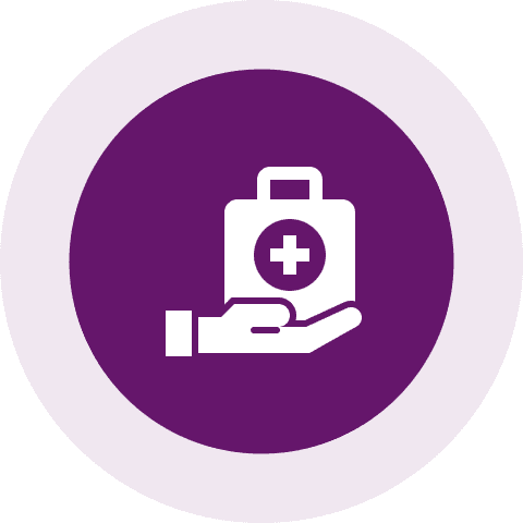 Healthcare support graphic in circle
